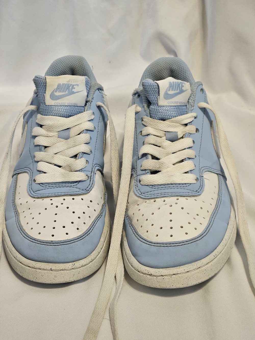 NIKE- Women's Court Vison Light Blue and White Low-Top Sneakers SZ 6.5 Womens